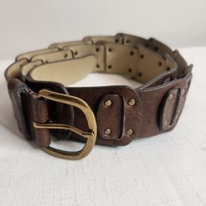 Relic Woman's Brown and Brass Studded Mod Link Section Belt, Size XL